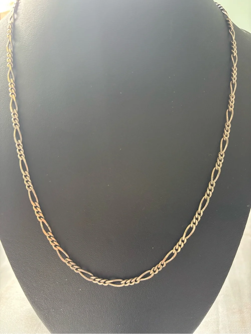 .925 sterling silver FIGARO CHAIN LINK NECKLACE thick lobster clasp UNISEX 19”